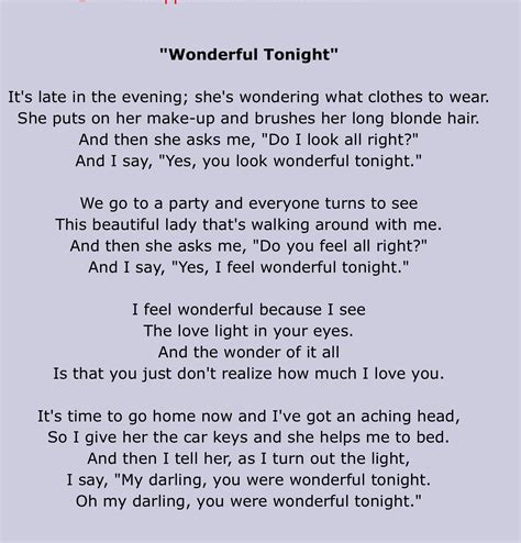 you look beautiful tonight lyrics